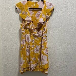 Free People Yellow Floral Mini Dress